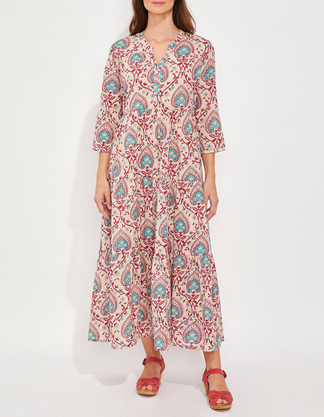 Robe longue imprimée voile de coton bio esprit bohème CATALEYA