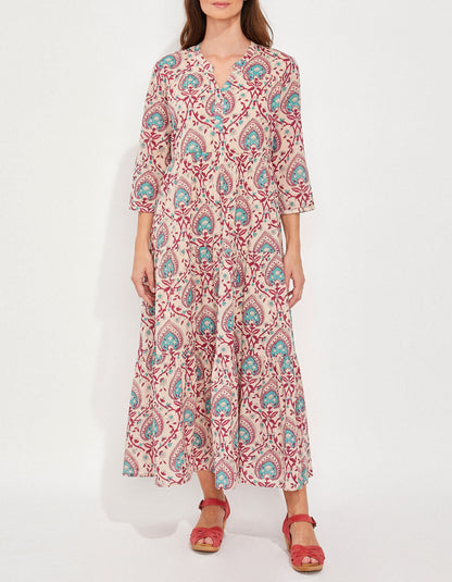 Robe longue imprimée voile de coton bio esprit bohème CATALEYA