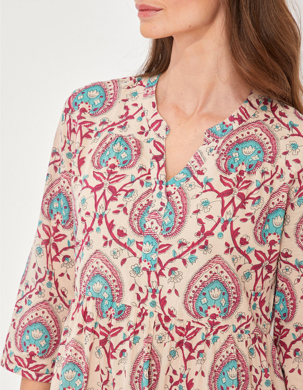 Robe longue imprimée voile de coton bio esprit bohème CATALEYA