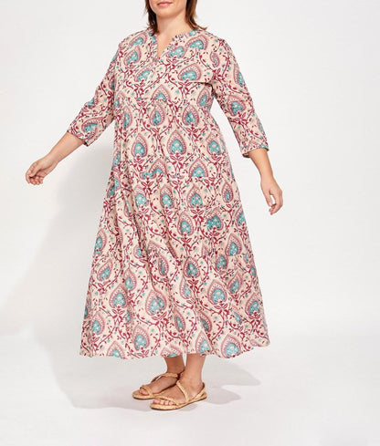 Robe longue imprimée voile de coton bio esprit bohème CATALEYA