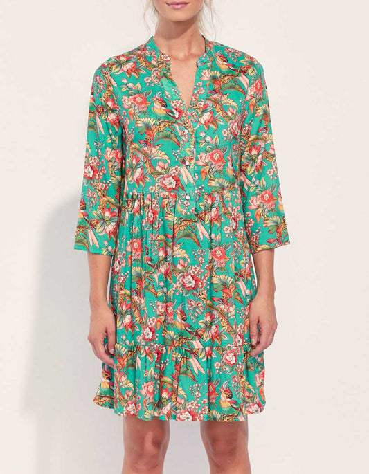 Robe fluide volants imprimée Ecovero DALESHKA
