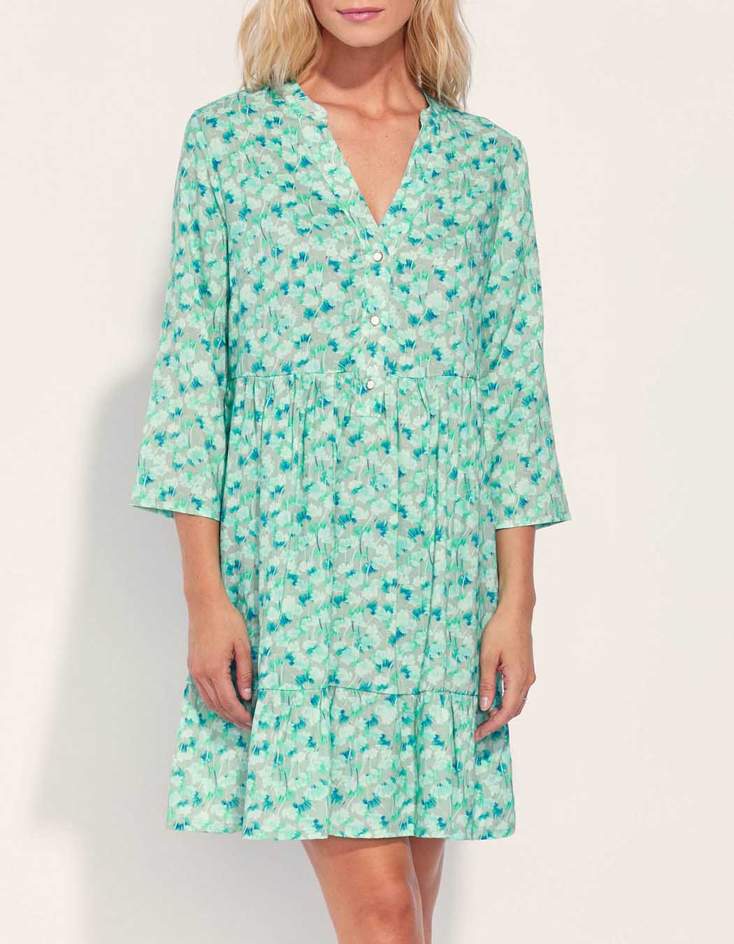 Robe fluide volants imprimée Ecovero DALESHKA