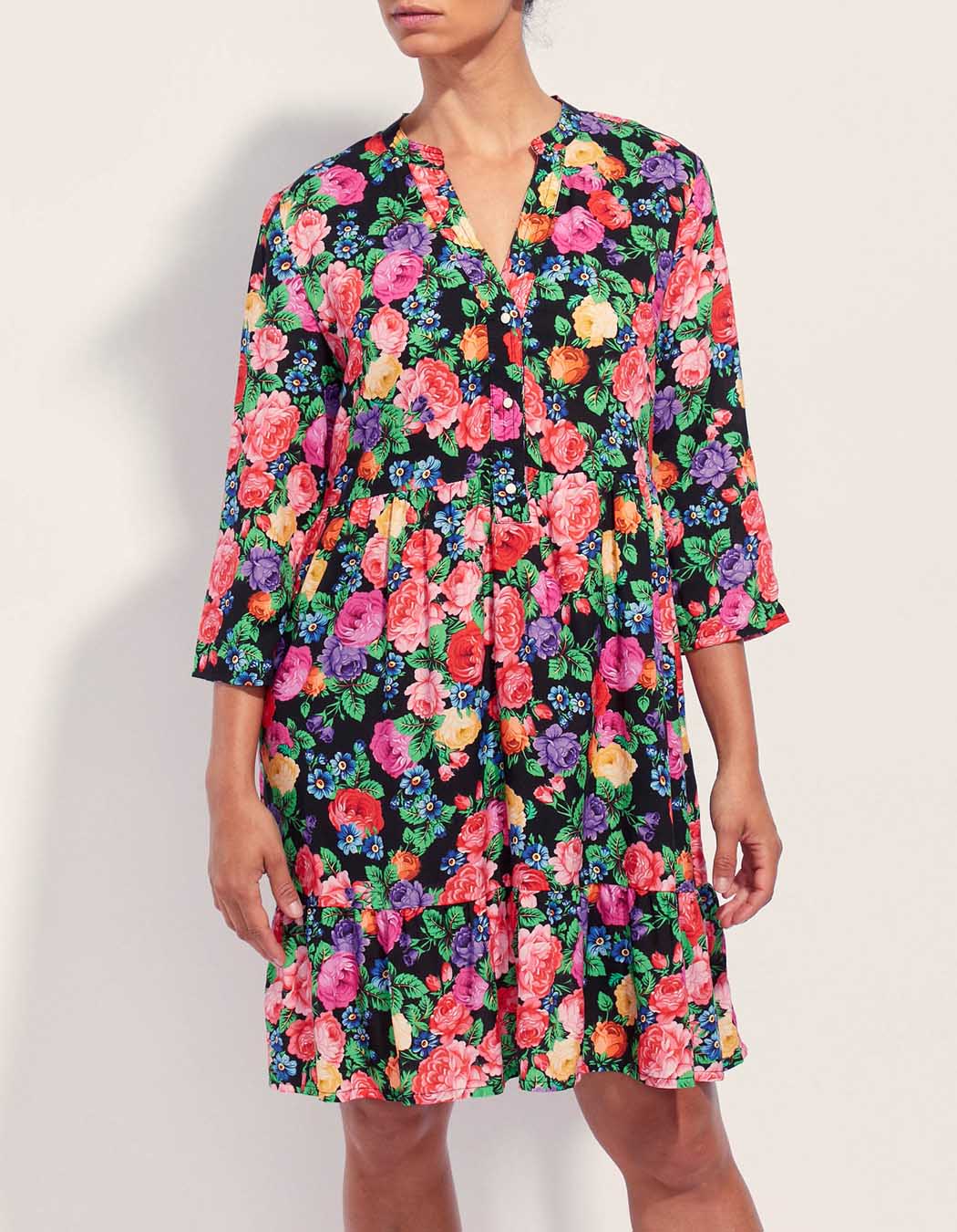 Robe fluide volants imprimée Ecovero DALESHKA