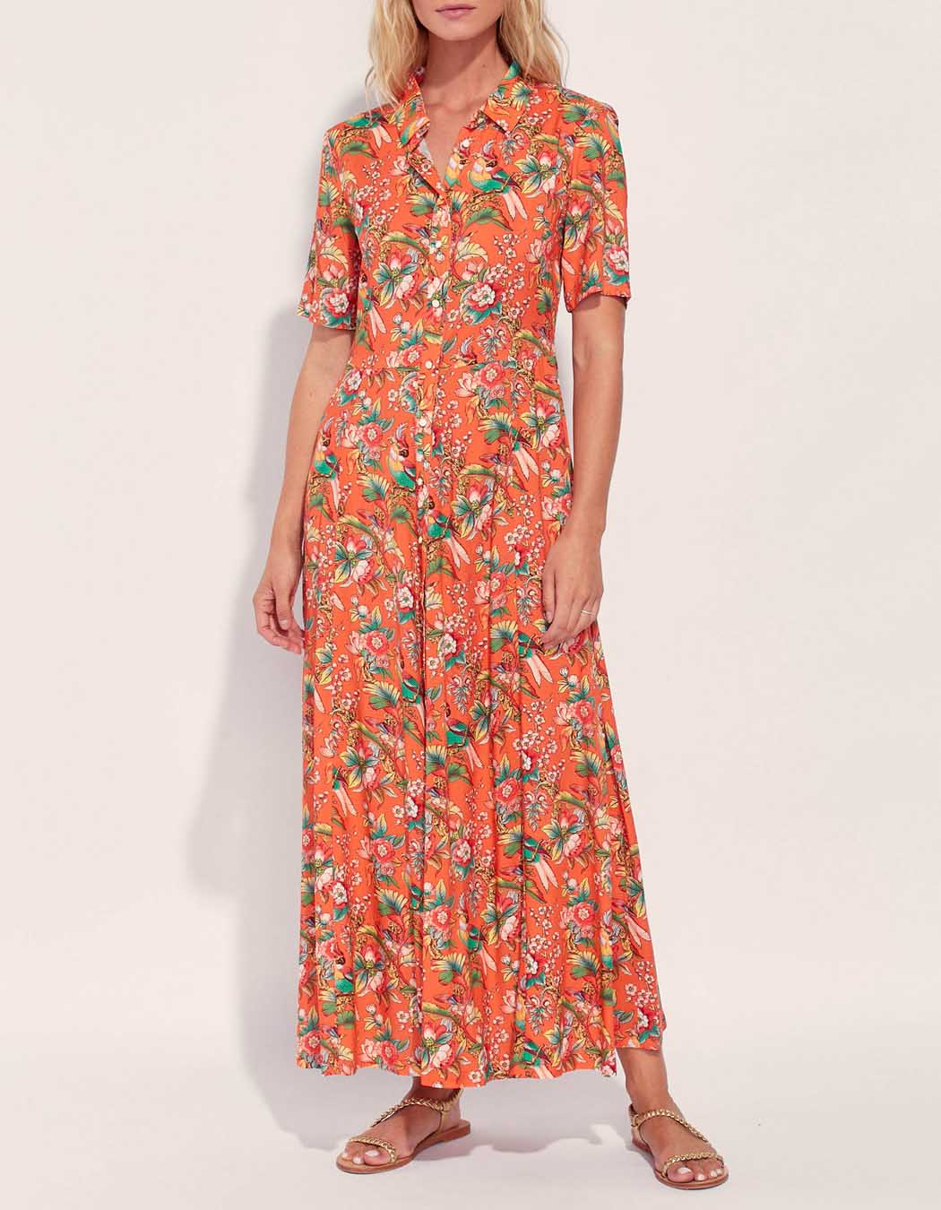 Robe chemise longue imprimée Ecovero GUADALUPE