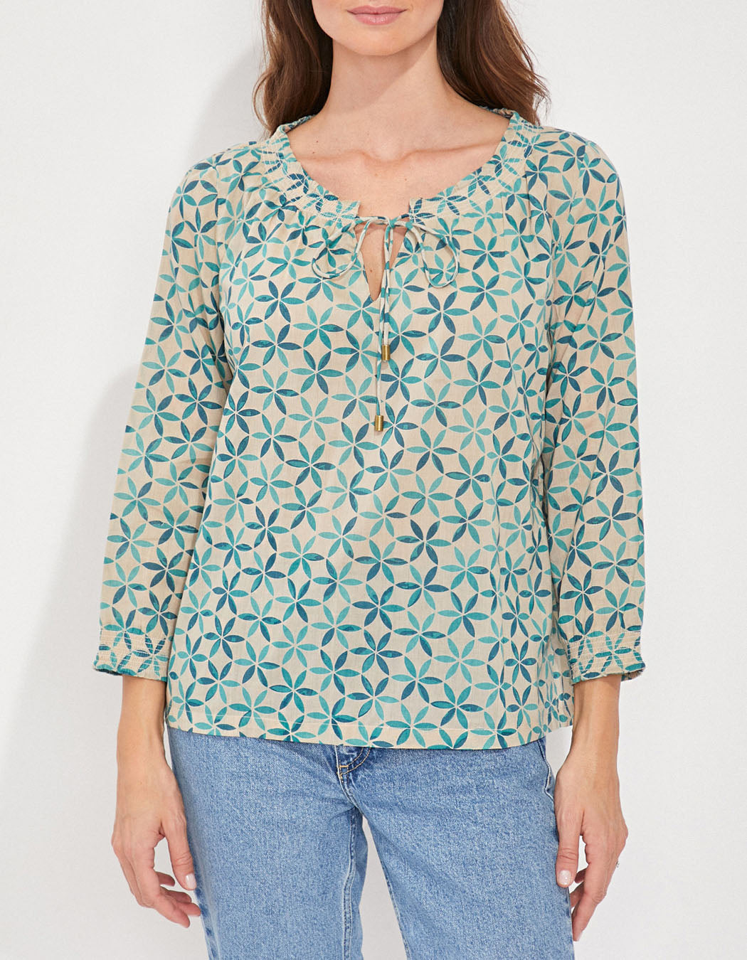 Blouse imprimée voile de coton bio ample MEHAN