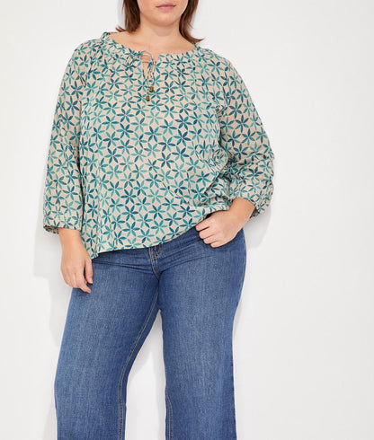 Blouse imprimée voile de coton bio ample MEHAN