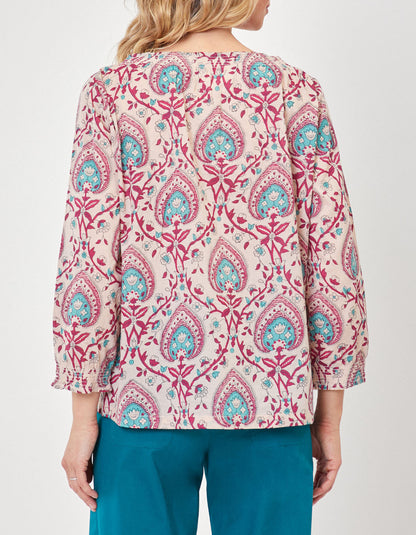 Blouse imprimée voile de coton bio ample MEHAN