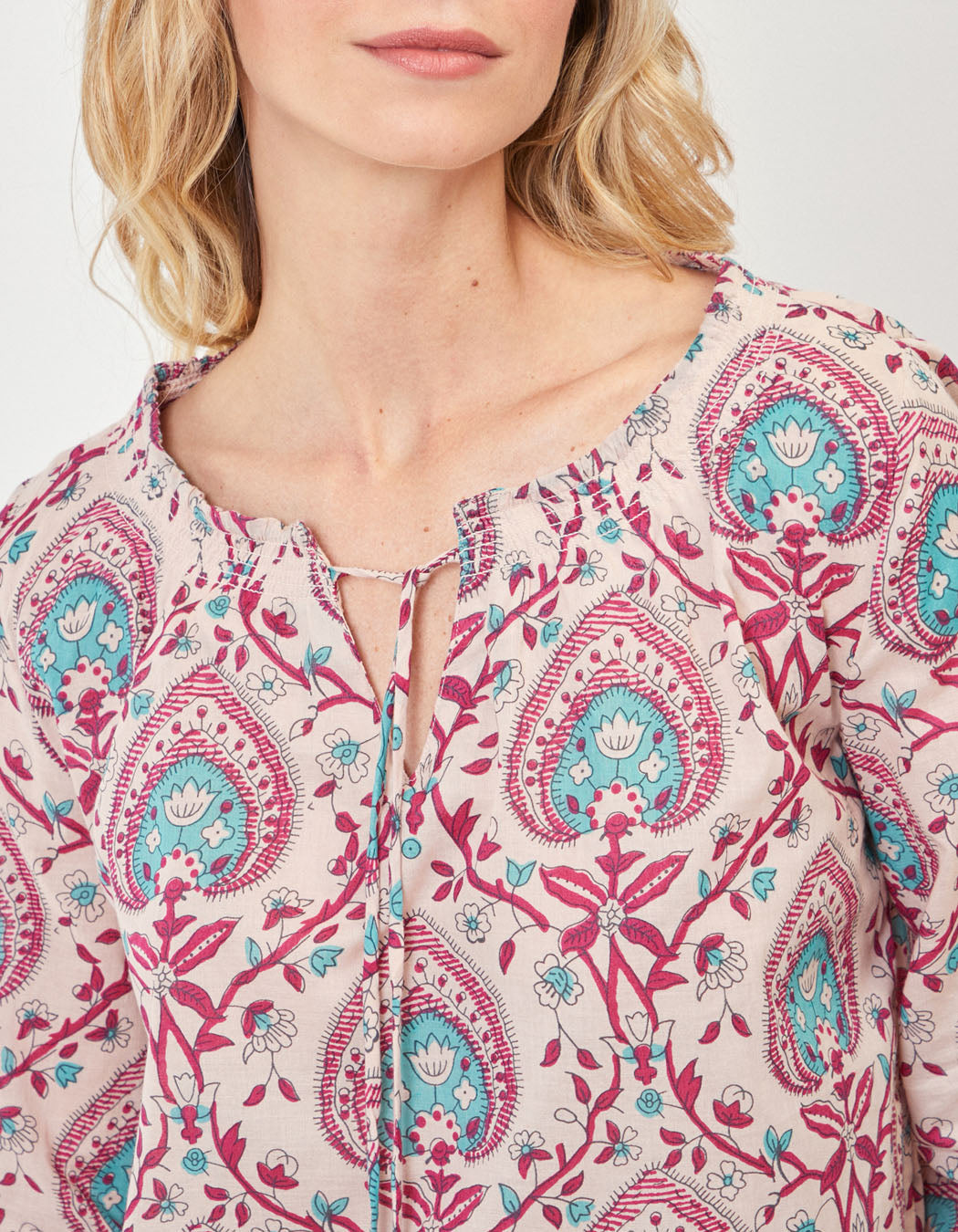 Blouse imprimée voile de coton bio ample MEHAN