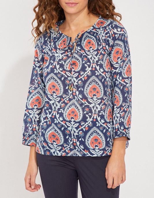 Blouse imprimée voile de coton bio ample MEHAN