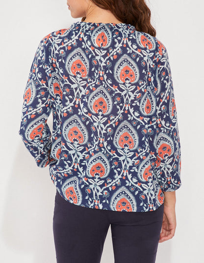 Blouse imprimée voile de coton bio ample MEHAN