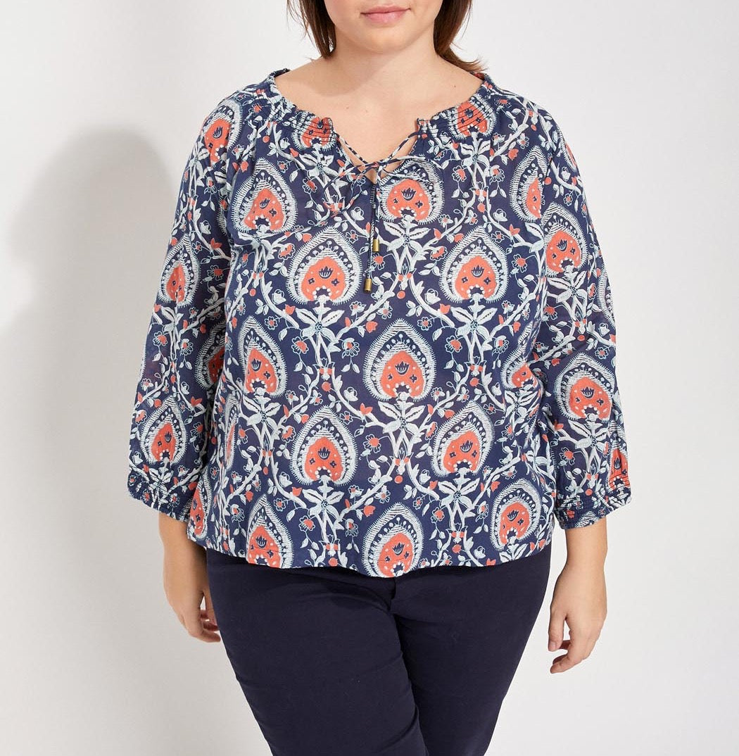 Blouse imprimée voile de coton bio ample MEHAN