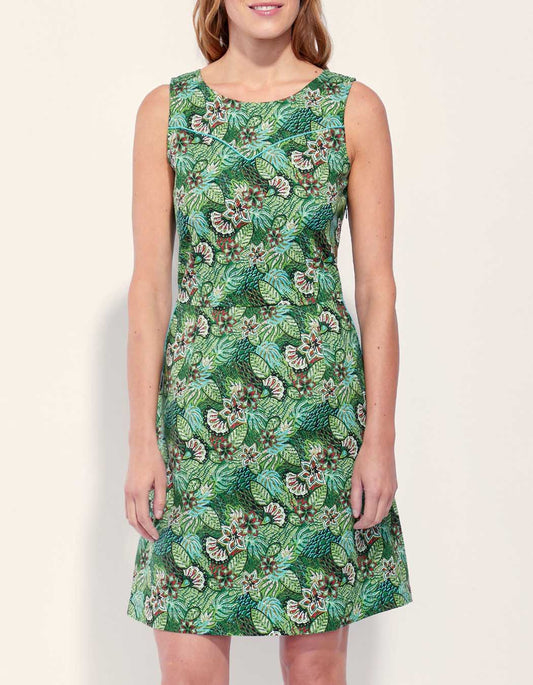 Robe coton imprimée sans manche IDANIA