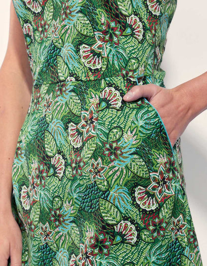 Robe coton imprimée sans manche IDANIA