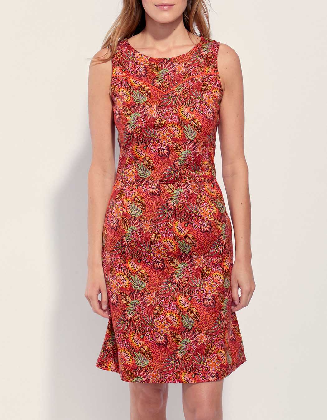 Robe coton imprimée sans manche IDANIA
