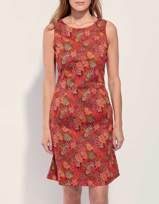Robe coton imprimée sans manche IDANIA
