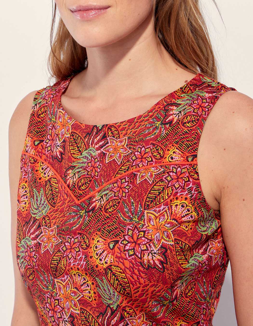 Robe coton imprimée sans manche IDANIA