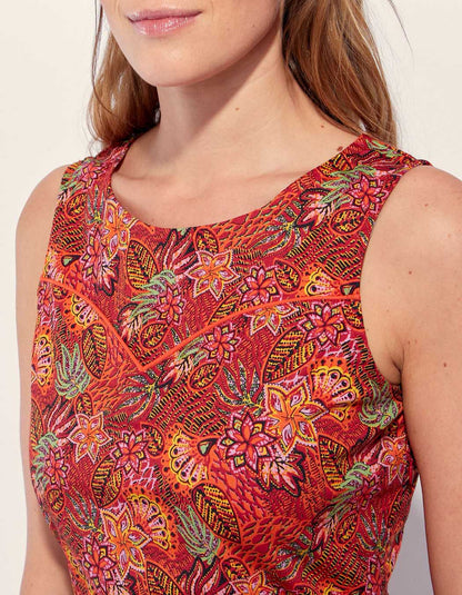 Robe coton imprimée sans manche IDANIA
