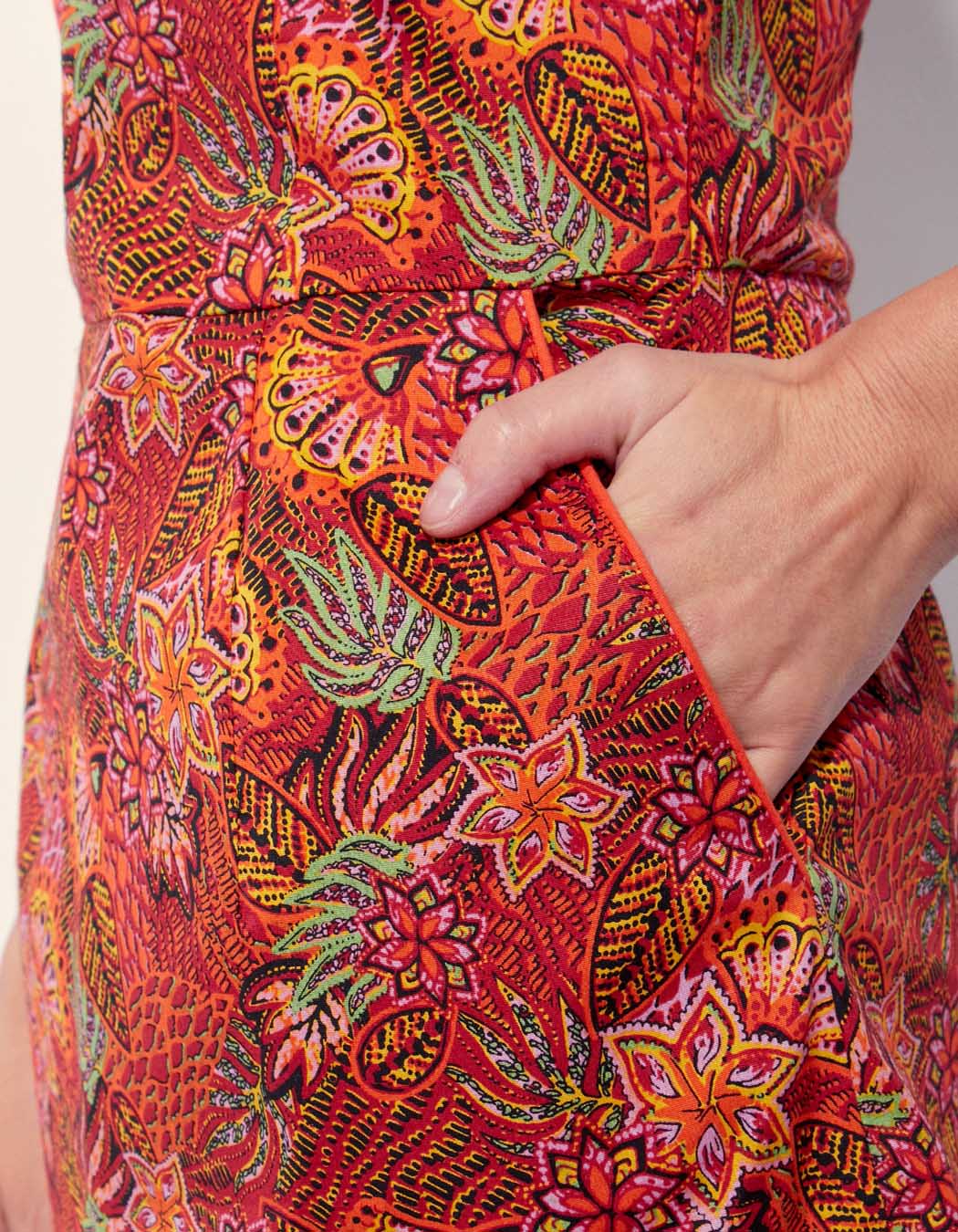 Robe coton imprimée sans manche IDANIA