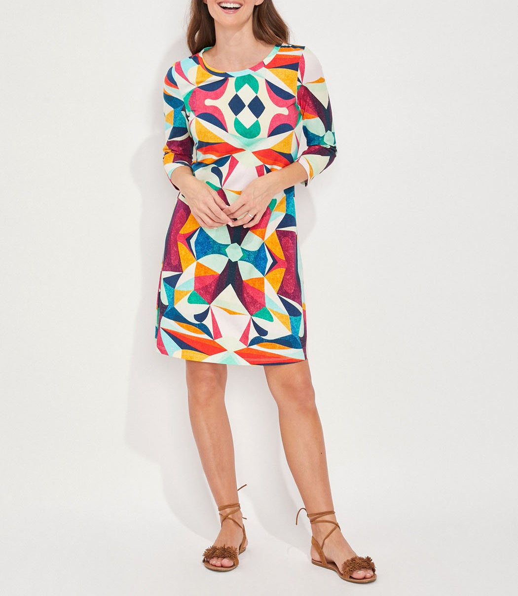 Robe imprimée coton bio manches 3/4 MIRANDA