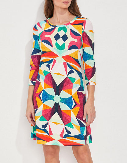 Robe imprimée coton bio manches 3/4 MIRANDA