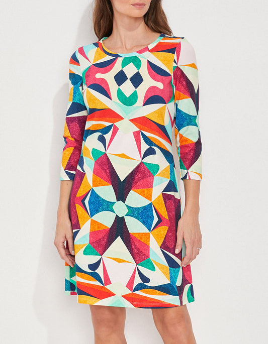 Robe imprimée coton bio manches 3/4 MIRANDA