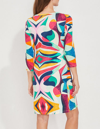 Robe imprimée coton bio manches 3/4 MIRANDA