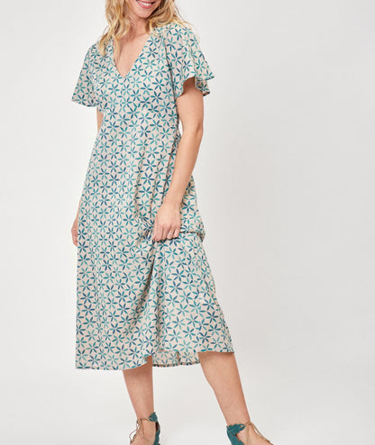 Robe midi imprimée voile de coton bio DAMANA