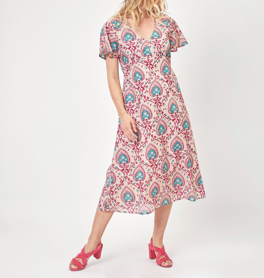 Robe midi imprimée voile de coton bio DAMANA