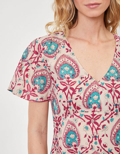 Robe midi imprimée voile de coton bio DAMANA