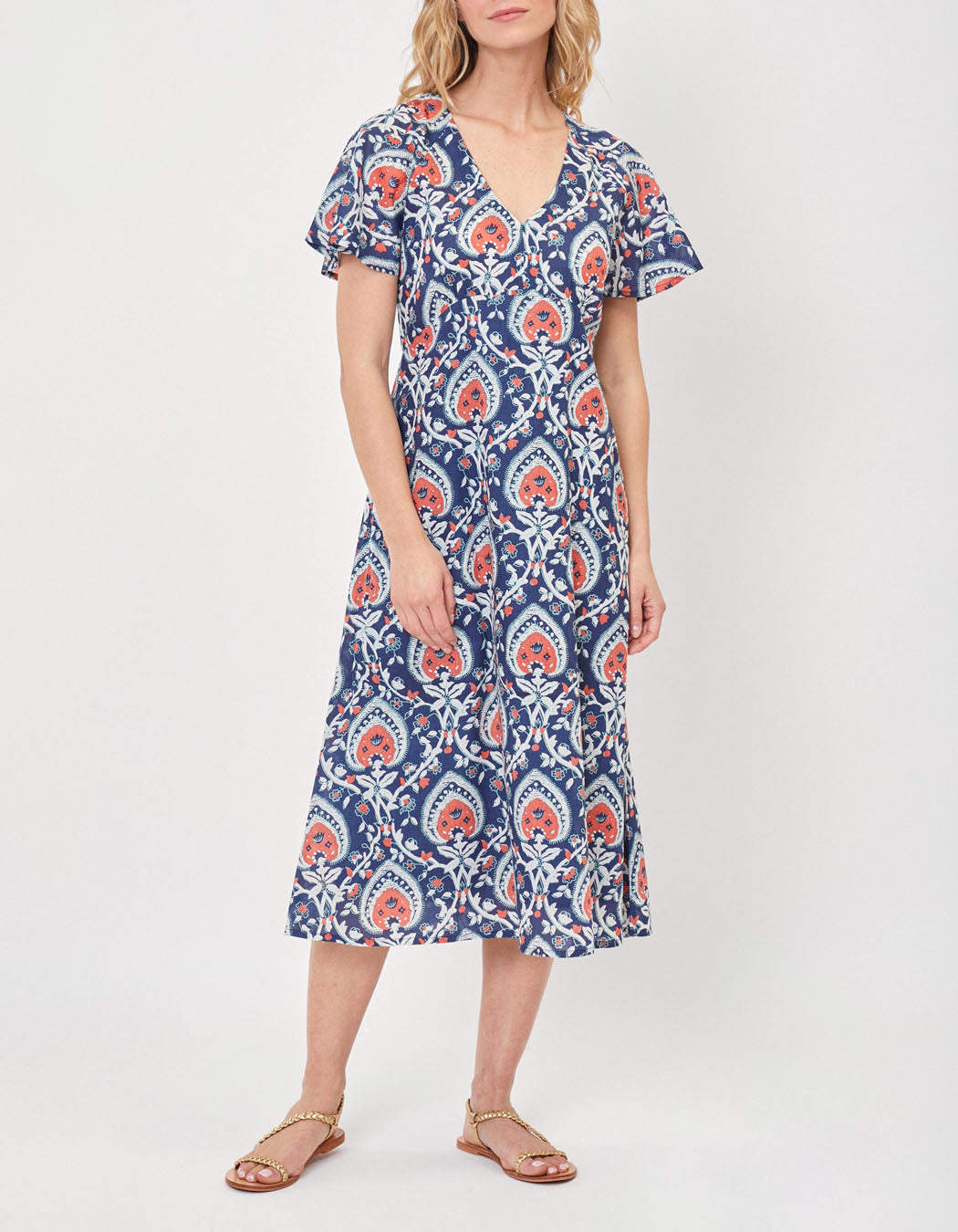 Robe midi imprimée voile de coton bio DAMANA