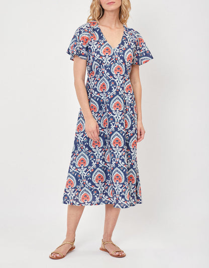 Robe midi imprimée voile de coton bio DAMANA