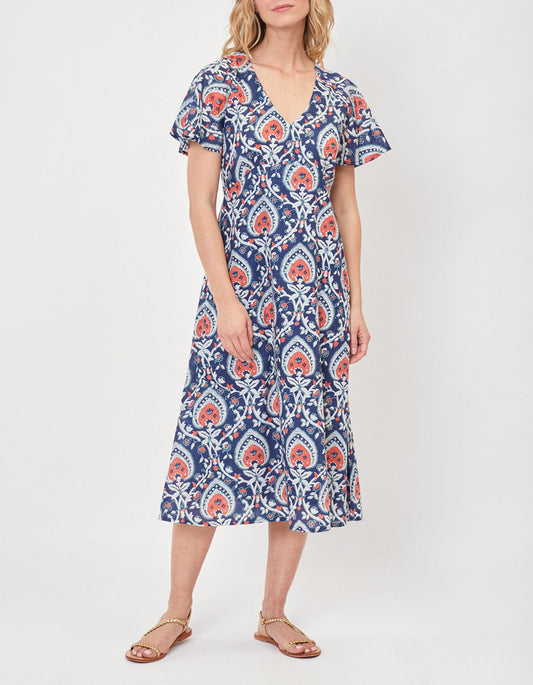 Robe midi imprimée voile de coton bio DAMANA