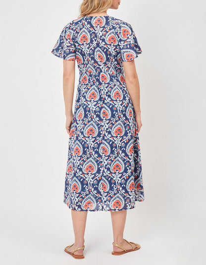 Robe midi imprimée voile de coton bio DAMANA