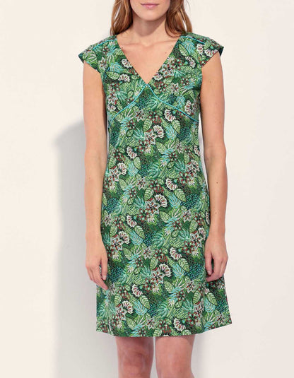 Robe coton imprimé col V sans manche OJANY