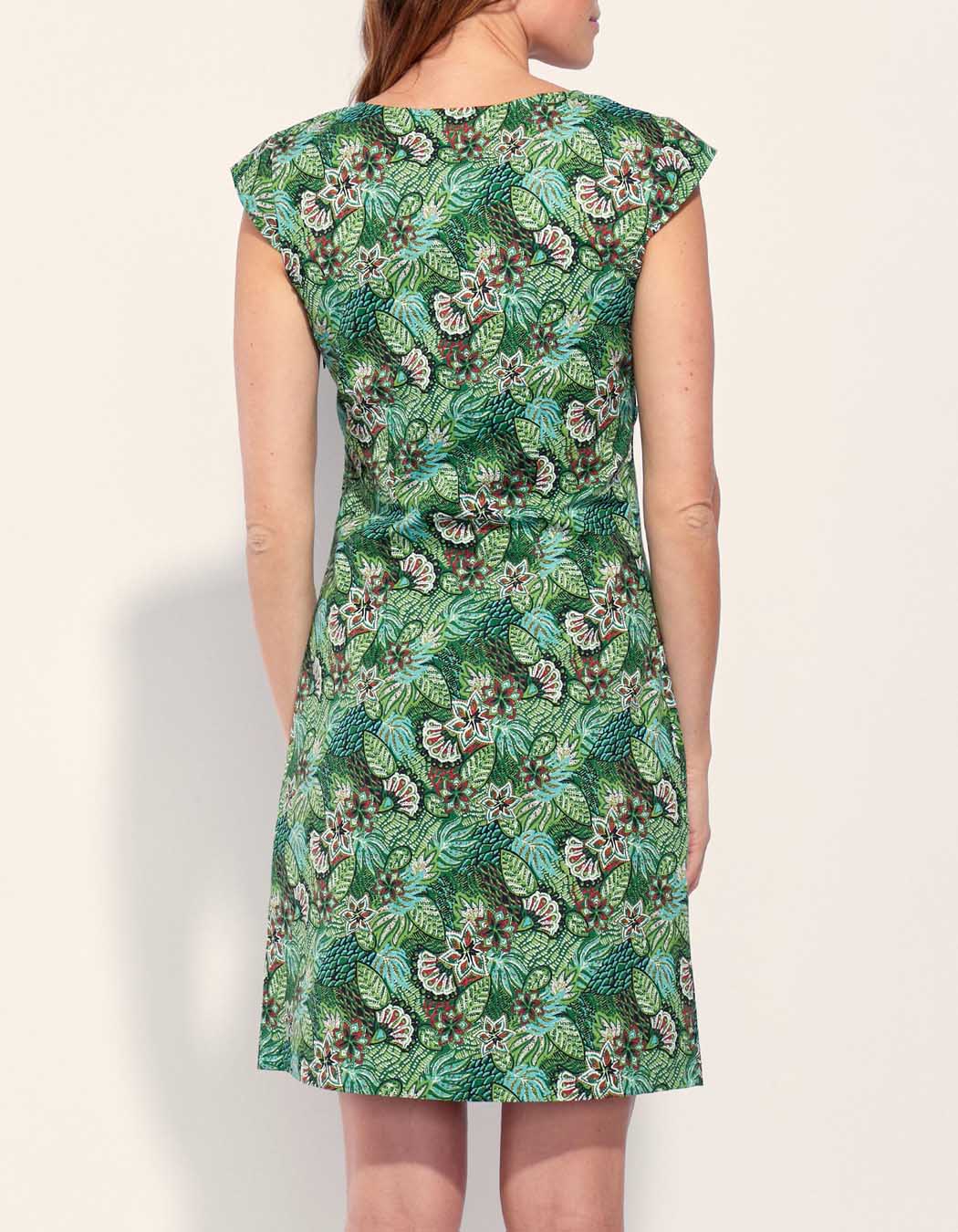 Robe coton imprimé col V sans manche OJANY