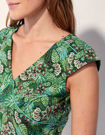 Robe coton imprimé col V sans manche OJANY