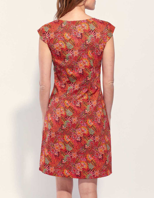 Robe coton imprimé col V sans manche OJANY