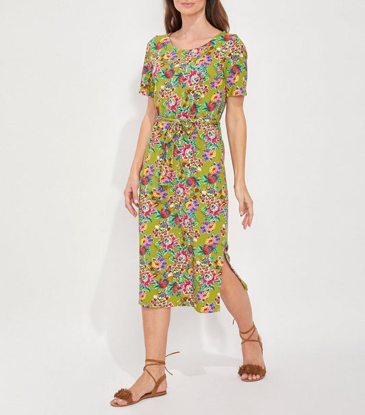 Robe midi imprimée en coton bio TARANGA