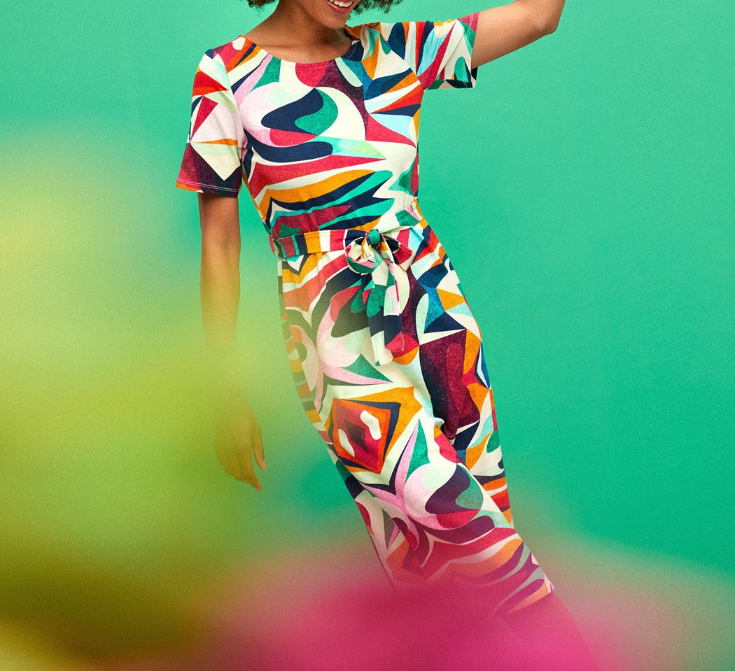 Robe midi imprimée en coton bio TARANGA