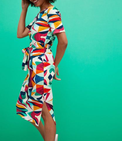 Robe midi imprimée en coton bio TARANGA