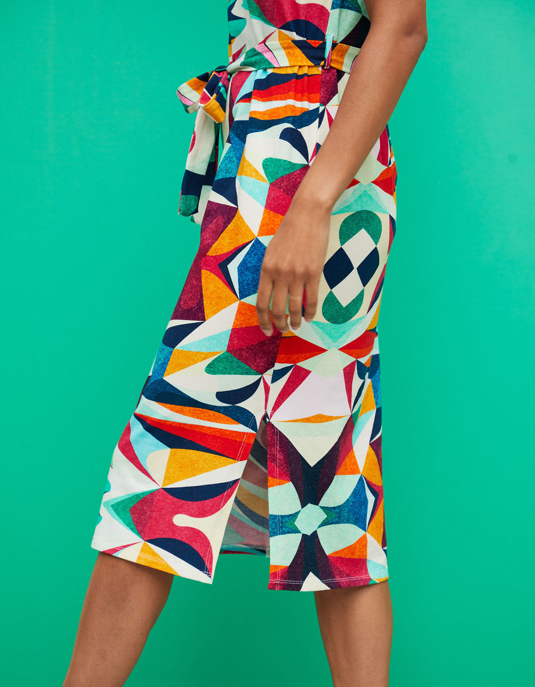 Robe midi imprimée en coton bio TARANGA