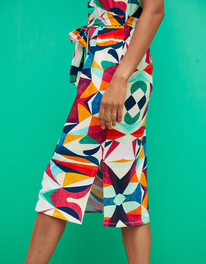 Robe midi imprimée en coton bio TARANGA