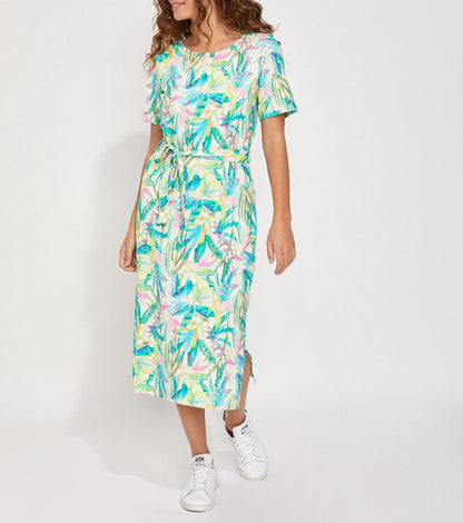 Robe midi imprimée en coton bio TARANGA