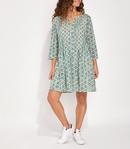 Robe imprimée voile de coton bio plissé SANCHA