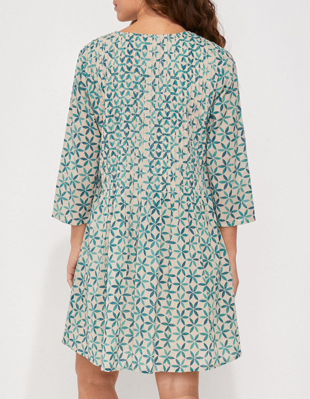 Robe imprimée voile de coton bio plissé SANCHA