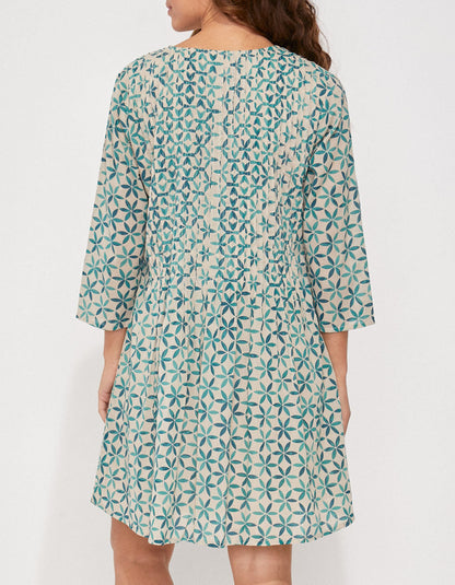 Robe imprimée voile de coton bio plissé SANCHA