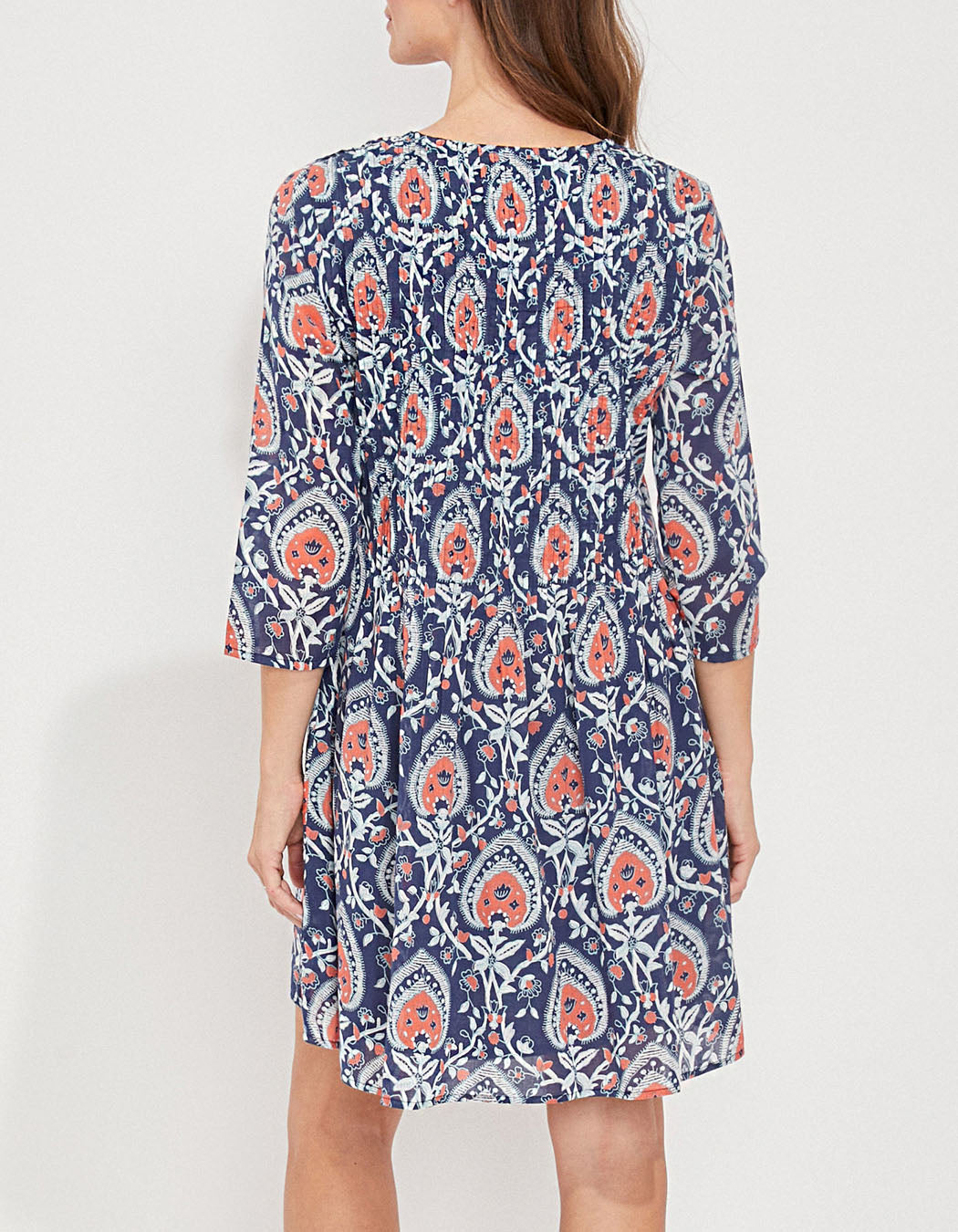 Robe imprimée voile de coton bio plissé SANCHA