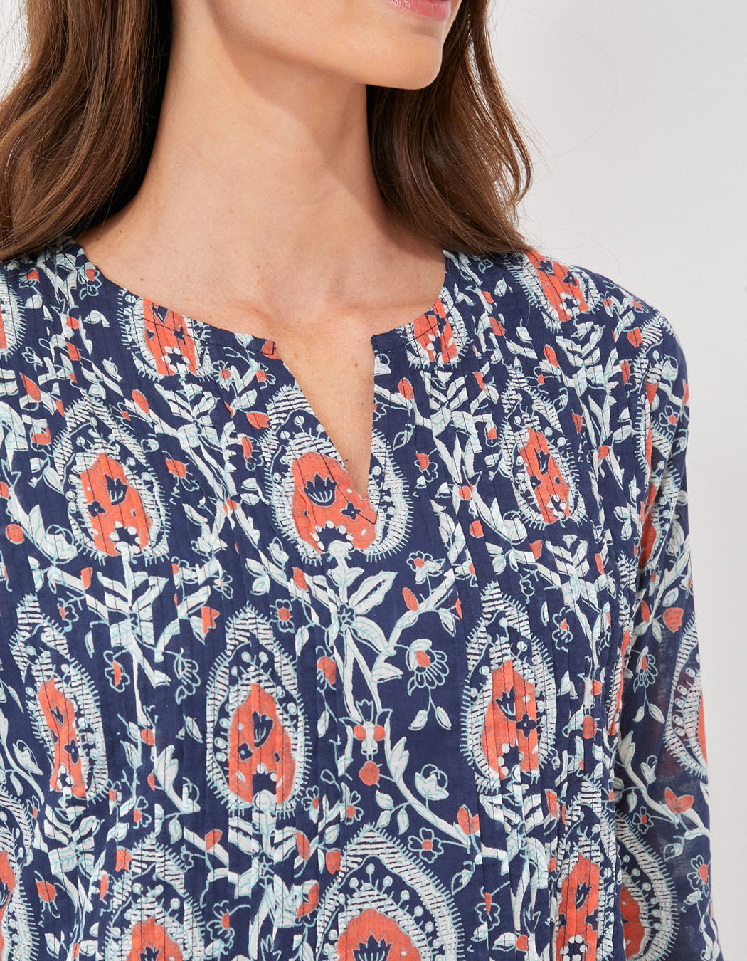 Robe imprimée voile de coton bio plissé SANCHA