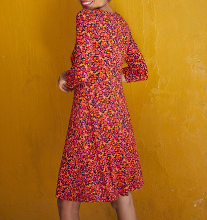 Robe imprimée maille col croisé Ecovero TALLADY