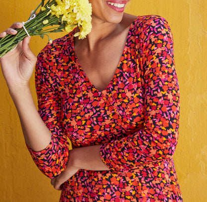 Robe imprimée maille col croisé Ecovero TALLADY